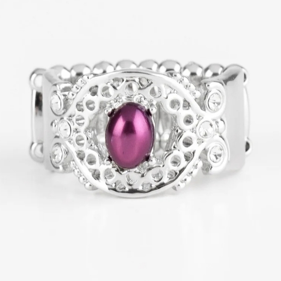 paparazzi Jewelry - NWOT Purple stone with white stones ring- Nickle and lead free